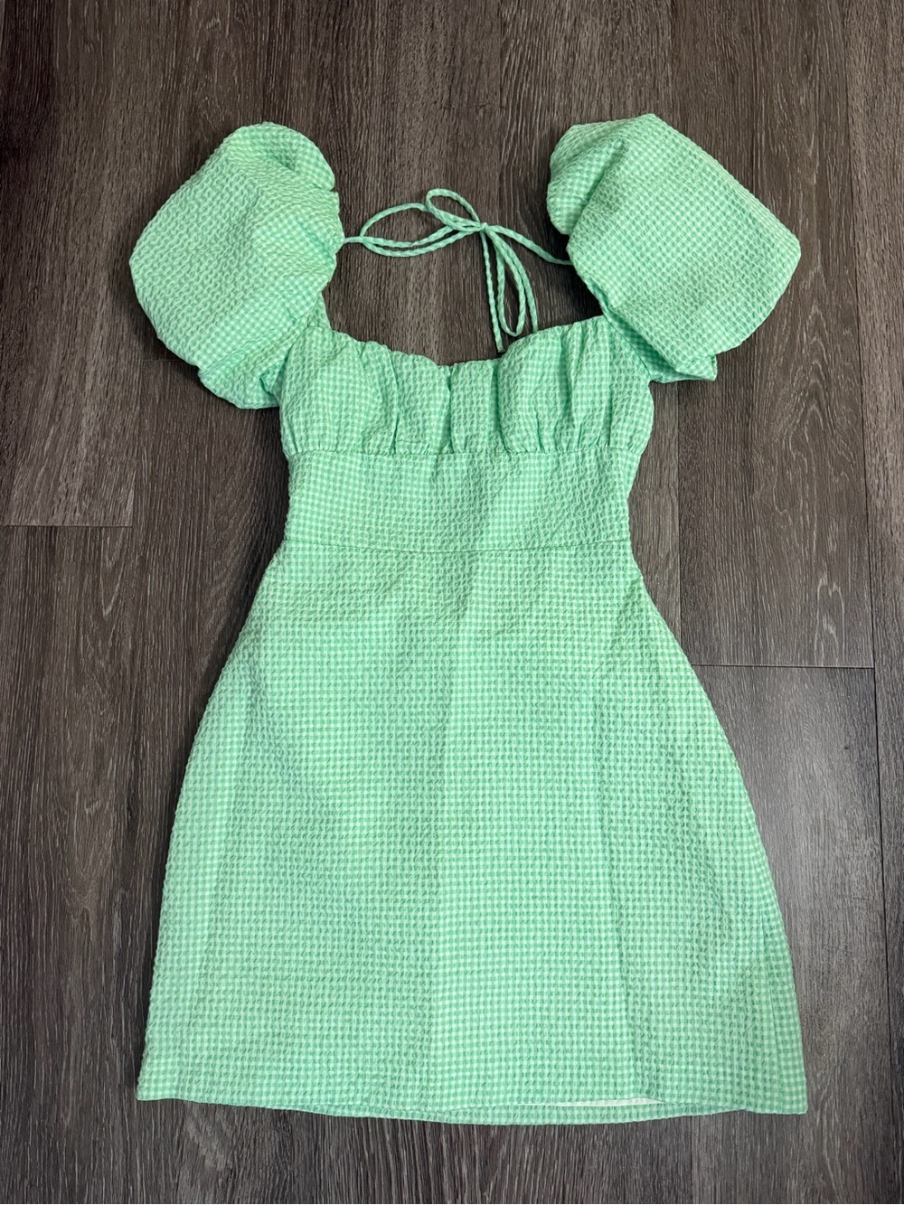 Zara Mint Green Puff-Sleeve Mini Dress